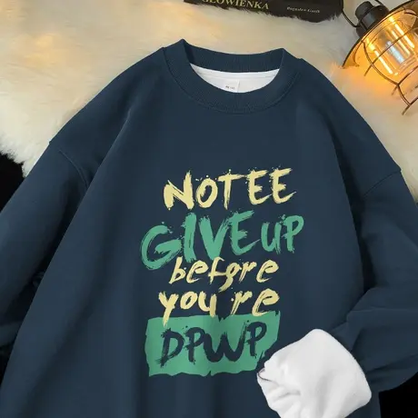 450g重磅美式卫衣男秋冬款保暖宽松长袖t恤摇粒绒加厚圆领上衣服商品大图