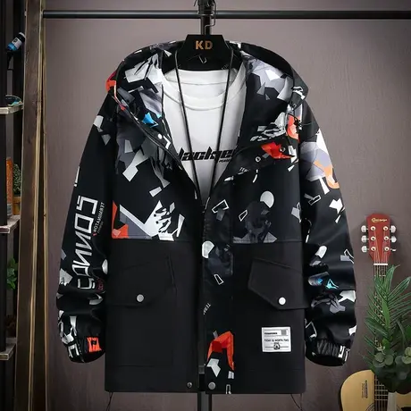 迷彩印花夹克男春秋港风复古设计感上衣外套男士百搭休闲学生褂子商品大图