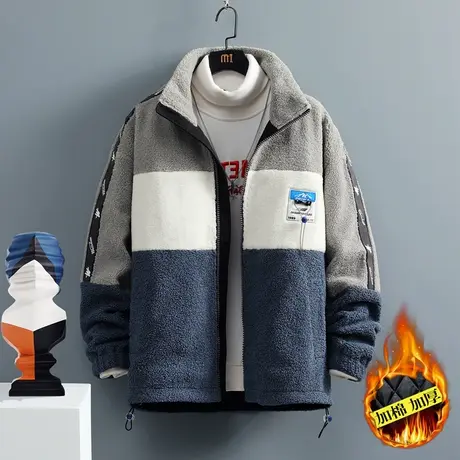 青少年棉衣潮流男孩初中学生颗粒绒加厚棉服大童冬装羊羔毛外套男商品大图