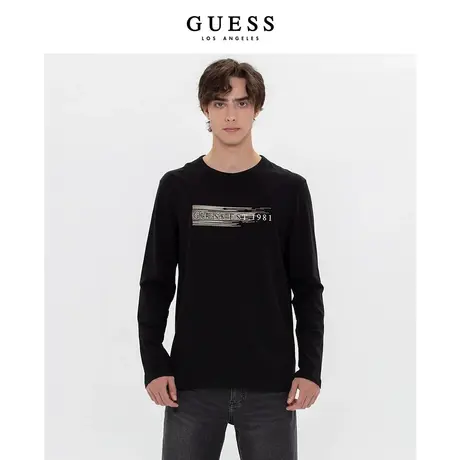 【38上新季】GUESS 季男士简约印花字母数字长袖圆领T恤图片
