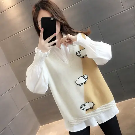 针织背心马甲女秋装2023新款无袖毛衣坎肩上衣女宽松外穿马夹叠穿商品大图