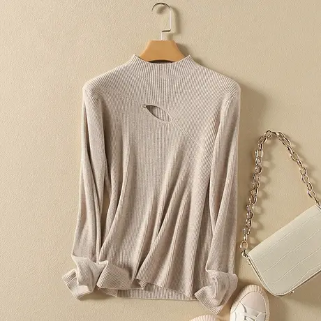 半高领毛衣套头打底衫女春装2024年新款内搭爆款百搭洋气针织衫女商品大图