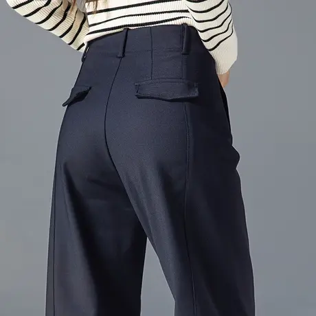 莫代尔女裤藏青色裤子女2024新款春秋小个子九分裤休闲萝卜哈伦裤商品大图