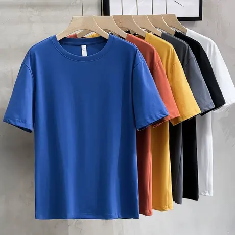 纯色t恤男宽松圆领打底衫男士运动夏季新款上衣服男装短袖高端商品大图