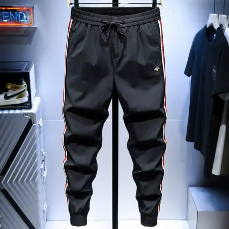 秋季新款潮牌冰丝休闲裤男修身小脚男士束脚裤速干百搭长裤子大码图片