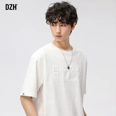 男士白色重磅纯棉t恤潮牌短袖男潮牌潮流衣服宽松上衣夏季半袖男商品大图