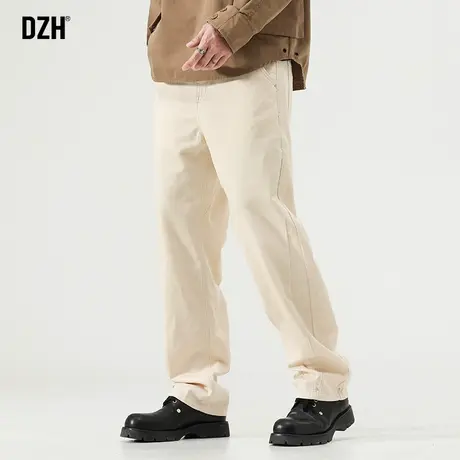 男士卡其色裤子男春夏潮牌宽松2023新款纯棉休闲裤百搭直筒裤长裤商品大图