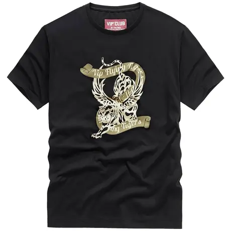 VIP夏装纯棉短袖t恤男士新款飞虎队印花体恤半袖打底衫潮流上衣服商品大图