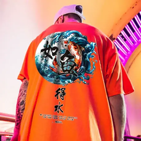 国潮胖子短袖t恤潮流大码中国风宽松加肥加大潮牌情侣装半袖男潮图片