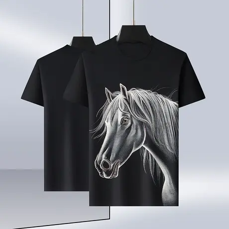 冰丝t恤男短袖夏季薄款2023新款冰感透气健身速干男士黑色上衣服商品大图