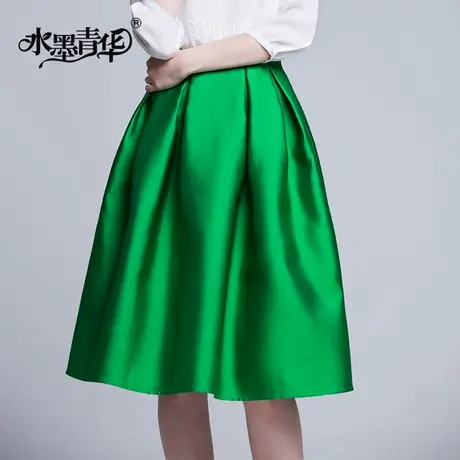【1件7.9折】冬装新款高腰大摆半身裙A字裙中长裙图片