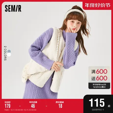 森马马甲女仿羊羔毛仿麂皮绒温柔风2022冬季新款纯色上衣叠穿百搭图片
