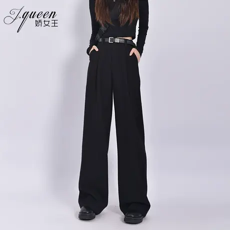 毛呢阔腿裤女秋冬季新款宽松休闲时尚百搭高腰垂感拖地呢子长裤子商品大图