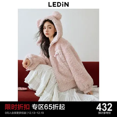 乐町韩系粉色小耳朵毛毛外套女2024春季新款仿羊羔毛软糯宽松上衣图片