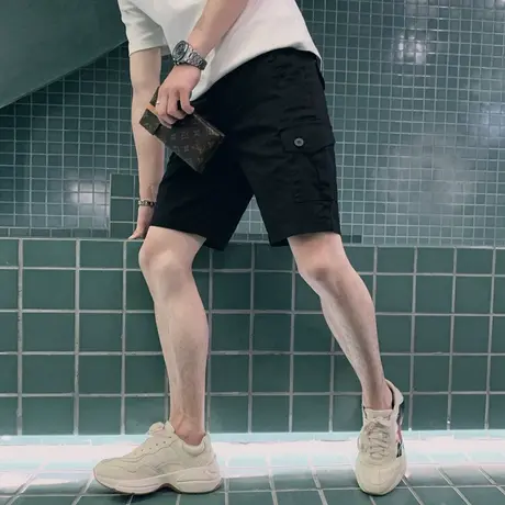 夏季男士短裤五分裤中裤沙滩裤修身纯色百搭ins个性宽松休闲运动商品大图
