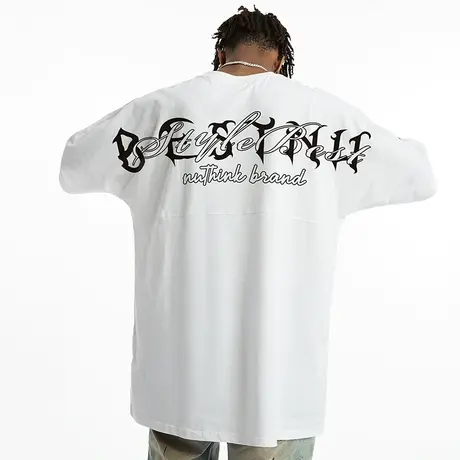 Nuthink美式高街字母短袖T恤男国潮潮牌ins宽松大码半袖上衣夏季商品大图