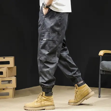 美式复古工装裤男2024新款机能弹力裤子春夏薄款休闲男裤宽松大码商品大图