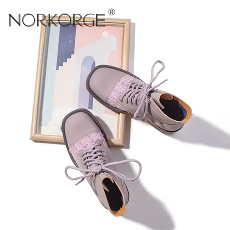 文艺紫色系带时装马丁靴商品大图