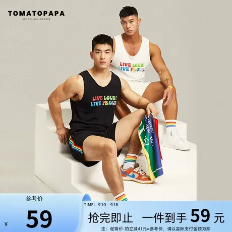 TOMATOPAPA原创设计美式背心夏季潮牌夏季ins彩虹字母训练健身衣商品大图