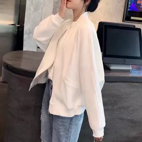 欧洲站短款外套女2023春秋季新款夹克休闲棒球服薄款宽松开衫卫衣图片