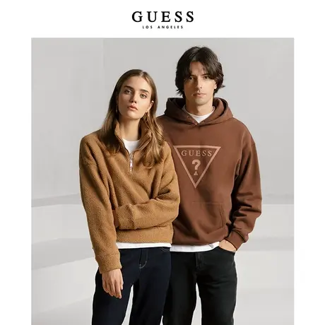 GUESS秋季女士美式极简保暖纯色oversize半高领卫衣-Q2BQ32R2Q41商品大图