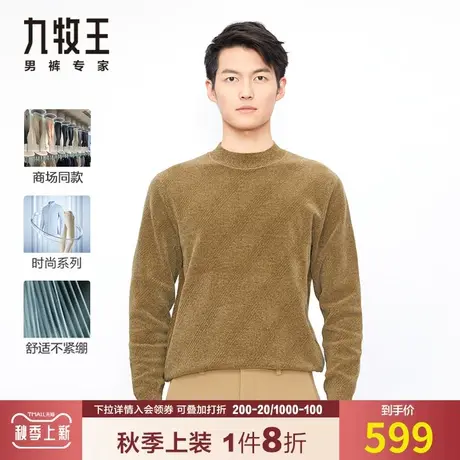【专柜雪尼尔】九牧王男装保暖毛衫23秋冬新款时尚休闲半高领毛衣图片