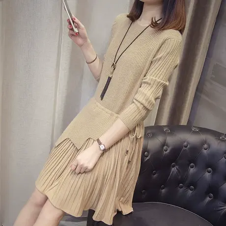 中长款毛衣女装秋冬新款网红宽松套头韩版打底衫毛线衣加厚毛衣裙图片