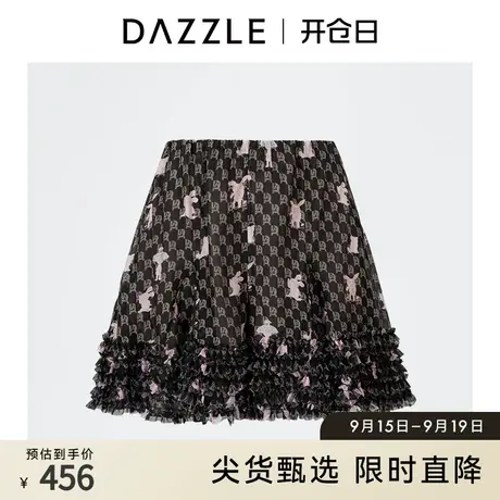 DAZZLE地素奥莱 童趣奇幻兔印花裙裤休闲裤女2D1Q1266A商品大图