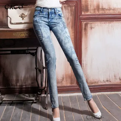 小脚牛仔裤女个性潮流设计感铅笔裤紧身弹力九分裤时尚直筒长裤图片
