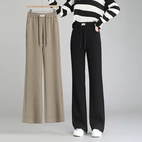 阔腿裤女2023秋季新款松紧腰垂感显瘦长裤直筒裤百搭通勤休闲裤子商品大图