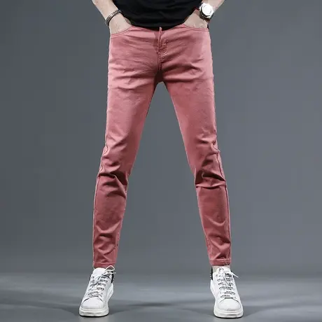 2023夏季新款牛仔裤男款修身小脚裤水洗时尚潮牌男士休闲薄款裤子商品大图