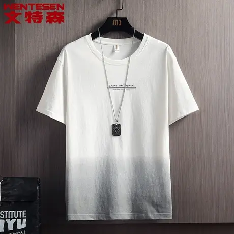 套头短袖t恤男半袖上衣服百搭夏季2023新款韩版潮流渐变潮牌t恤男图片