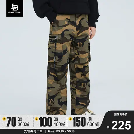 Lilbetter直筒裤男2023新款秋冬裤子潮牌休闲百搭长裤运动迷彩裤商品大图