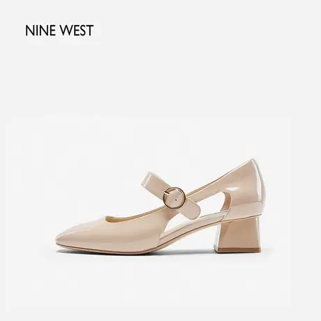 Nine West/玖熙南法少女侧空玛丽珍鞋2025秋新款粗跟高级感单鞋女图片