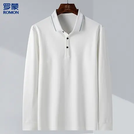 罗蒙撞色领长袖polo衫男春秋休闲t恤男长袖上衣男士polo衫图片