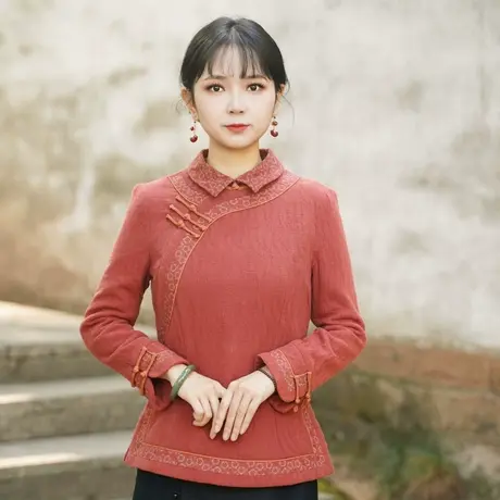唐装棉服女冬棉袄加厚保暖改良旗袍上衣棉衣茶服女秋冬中式女装商品大图
