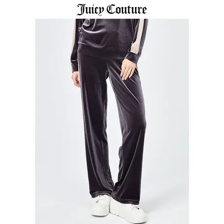 Juicy Couture橘滋天鹅绒长裤女美式夏季新款撞色天鹅绒直筒长裤商品大图