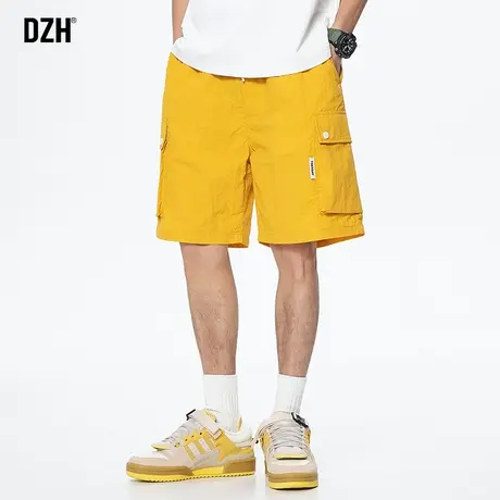 男士黄色速干短裤男夏季薄款休闲运动裤冰丝五分裤2023新款沙滩裤商品大图