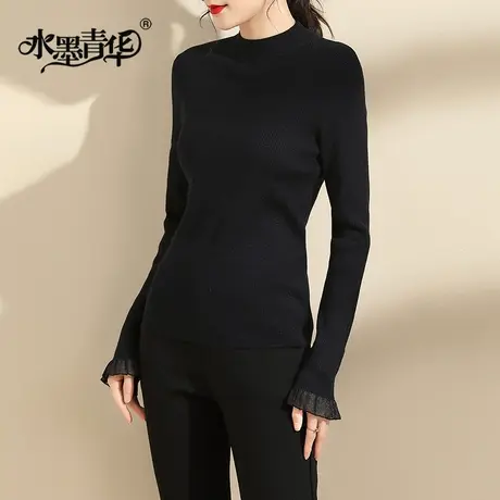 【1件7.9折】冬装新款百搭打底毛衣针织衫女高领套头保暖羊毛衫图片