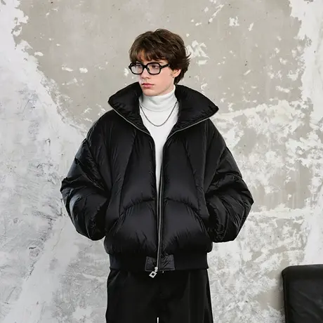 Lilbetter加厚阔版高领羽绒服2024冬季杜邦三防巨保暖宽松面包服商品大图