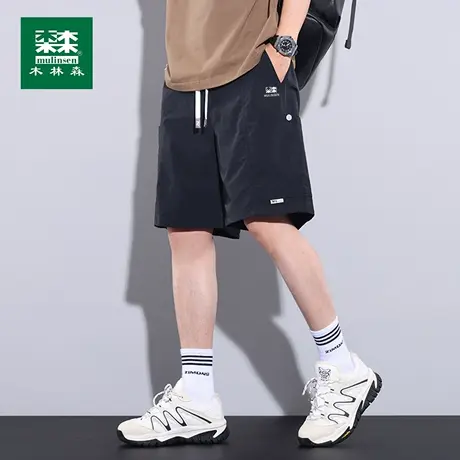 木林森男士冰丝工装短裤2025夏季薄款美式潮牌凉感速干运动休闲裤商品大图