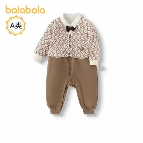 【商场同款】巴拉巴拉婴儿连体衣新生哈衣爬服男童2025新款假两件图片