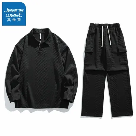 N5真维斯长袖POLO衫套装男2025新款秋季美式工装男士春秋装两件套商品大图