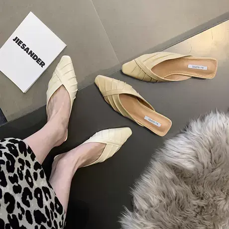 拖鞋女外穿2023新款夏季时尚一脚蹬穆勒鞋网红小众半拖包头凉拖鞋图片