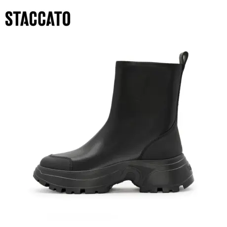 [定制小码32/大码42胖瘦脚]思加图2023冬奶油瘦时装女靴EFU26DZ3A图片