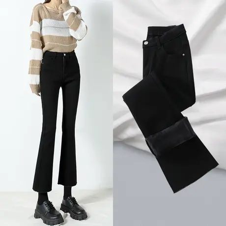黑色喇叭牛仔裤女设计感高级感2023年冬季新款爆款高腰显瘦马蹄裤商品大图