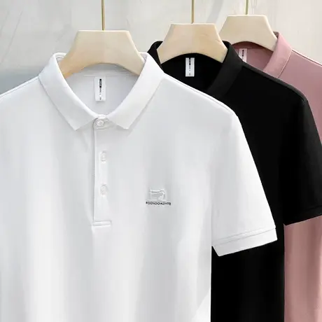 翻领短袖t恤男潮牌夏季薄款半袖刺绣保罗体恤商务高端男士polo衫商品大图