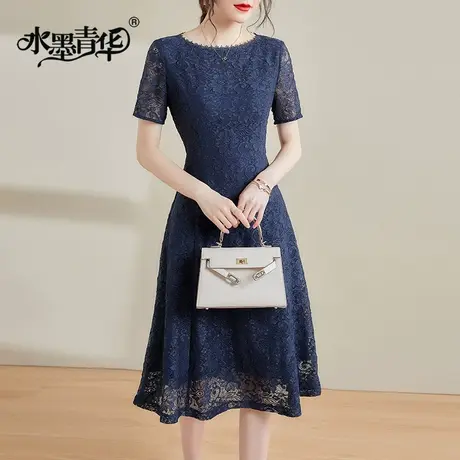 【2件7.5折】夏季新品连身裙修身裙子气质蕾丝裙优雅收腰连衣裙女商品大图