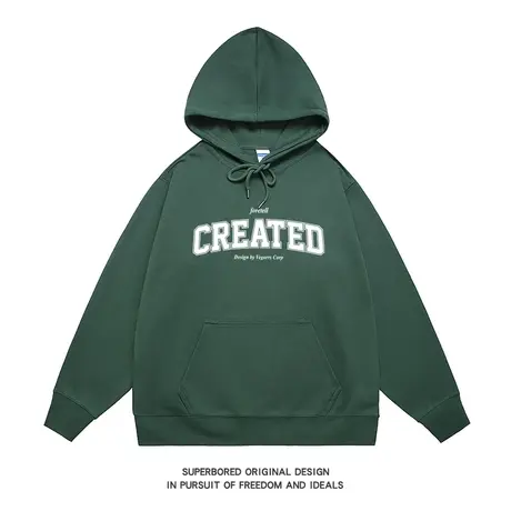 春秋季新款潮流字母印花连帽卫衣男潮牌美式复古宽松休闲情侣帽衫商品大图