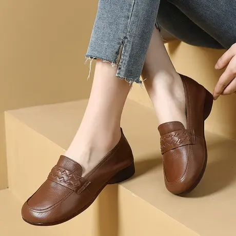 2023新款短靴女大码41一43工作舒适超软不磨脚软底软面冬季皮鞋商品大图